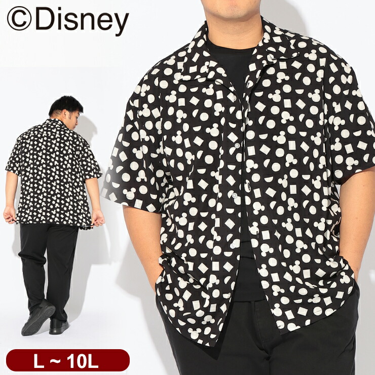 90s mickey アロハシャツ　総柄　月面　ディズニー Disney（ディズニー） / シャツ 半袖 メンズ 大きいサイズ 『ミッキー