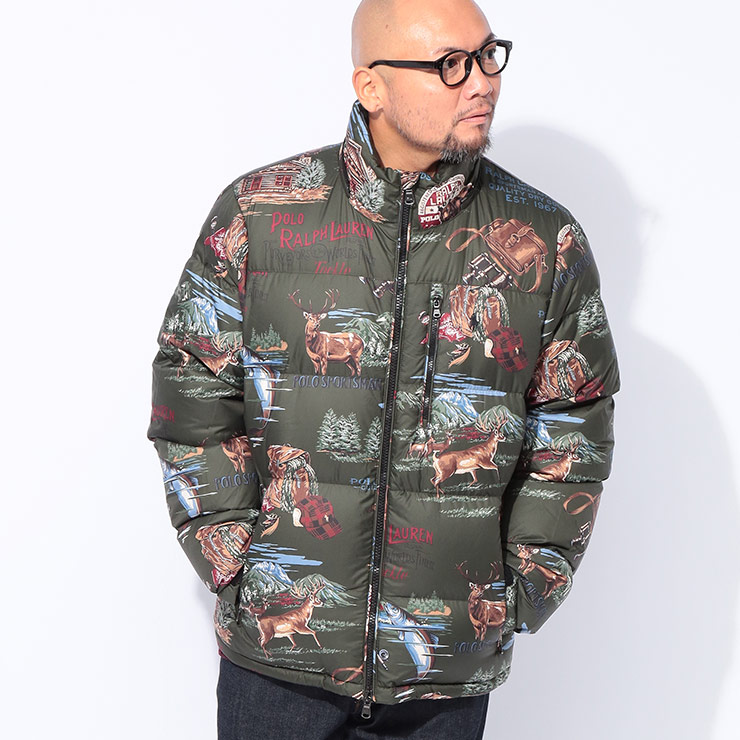 美品✨ポロラルフローレン　ダウンジャケット　グレンチェック　ツイード　カーキ　L ポロラルフローレン ダウンジャケット グレンチェック ツイード カーキ