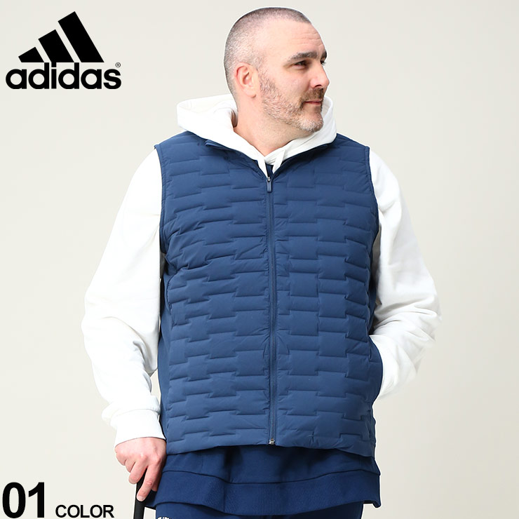 ダウンベスト 大きいサイズ メンズ ゴルフ フルジップ FROST GUARD VEST ジレ スポーツ ネイビー 1XL-2XL adidas  アディダス