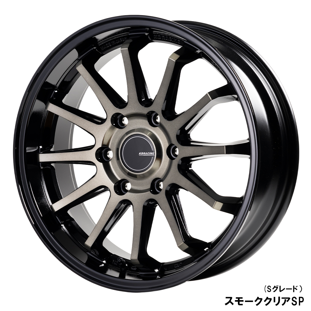 12インチ ダークグレー ホイール　4本セット KBRACING S-12 × ヨコハマパラダPA03 タイヤホイール4本セット【S
