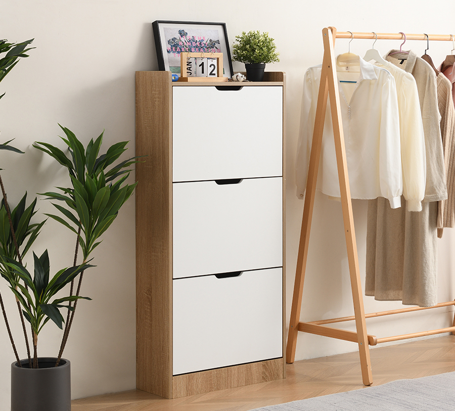 シューズボックス 下駄箱 シューズラック スリム 靴 収納 玄関 省スペース フラップゲート式 幅60×奥25×高さ130cm[要組立] |  | 02