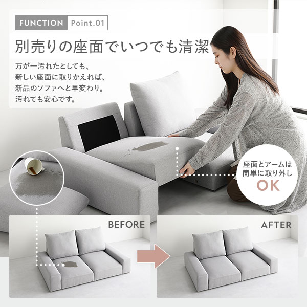 ローソファ フロアソファ 3人掛け グレー 幅164cm 3P シンプル