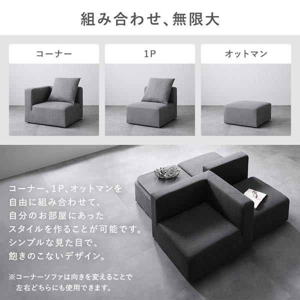 システムソファ セット SET.F コーナー×2 ＋ 1P×1 グレー ソファセット