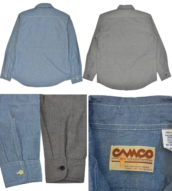 CAMCO カムコ シャンブレーシャツ L/S CHAMBRAY WORK SHIRTS ワークシャツ 長袖 S-XL 青/ブルー 黒/ブラック  メンズ デニムシャツ