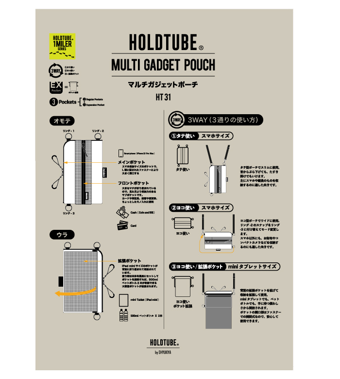 HOLDTUBE ホールドチューブ マルチガジェットポーチ MULTI