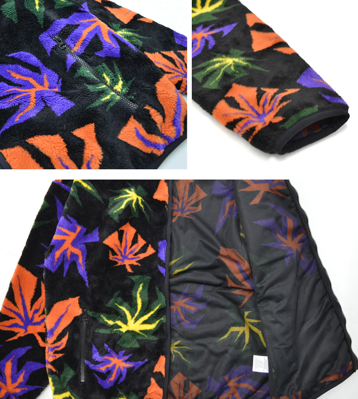 HUF / フリースジャケット/XL/ポリエステル/BLK/総柄 HUF（ハフ） ジャケット LOWELL JACQUARD SHERPA ZIP FLEECE JACKET