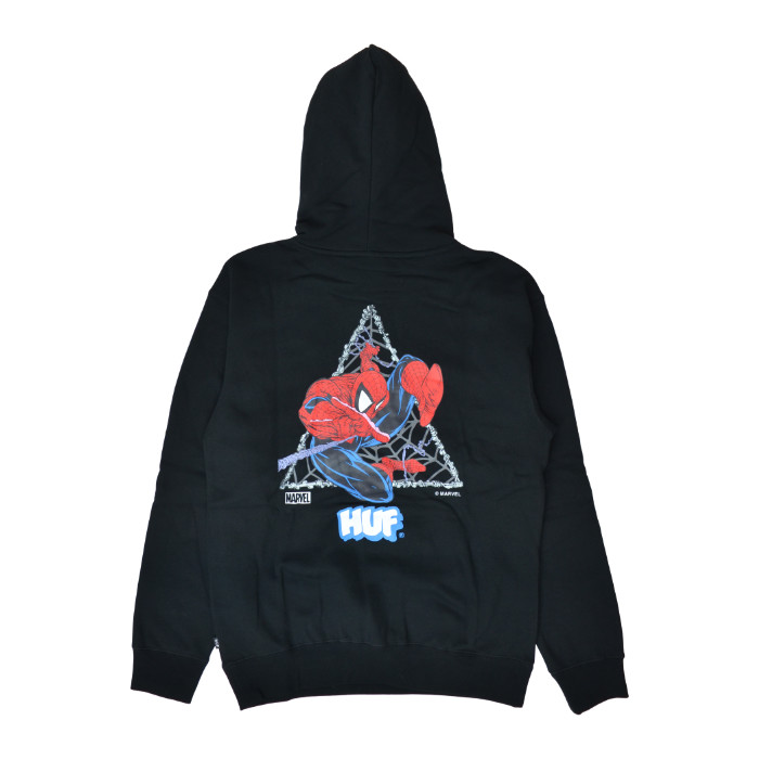 ◆HUF◆Spider-Man マイルズ ブラック パーカー 送料込 HUF x Spider-Man Universe Miles Triple Triangle Black Hoodie