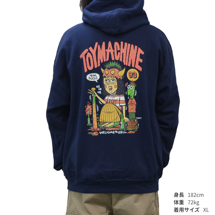 TOY MACHINE トイマシーン パーカー TM PAINT COLLAB WELCOME TO HELL SWEAT PARKA  プルオーバーパーカー スウェット フリース