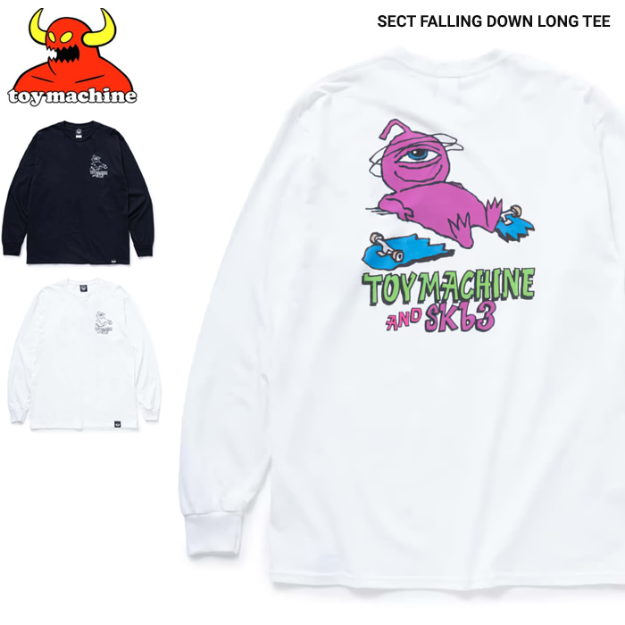 TOY MACHINE トイマシーン ロンT SECT FALLING DOWN LONG TEE SKB3 COLLAB. 長袖 Tシャツ  カットソー STMFDLT9 単品購入の場合はネコポス便発送