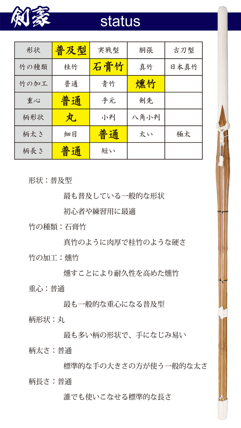 剣道 竹刀 37 38 SSP シール付 燻竹 炭化 上製 (白)剣豪 Ｗ仕組 中学生