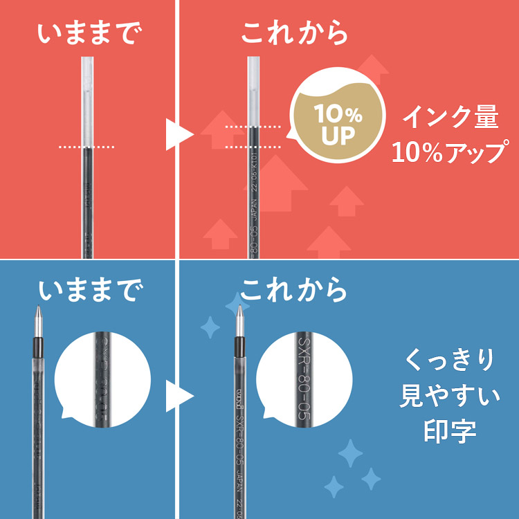 ジェットストリーム 替芯 紙パッケージ 多機能 多色 ボールペン用 0.5mm 0.7mm 0.38mm SXR-80｜bugyo｜03