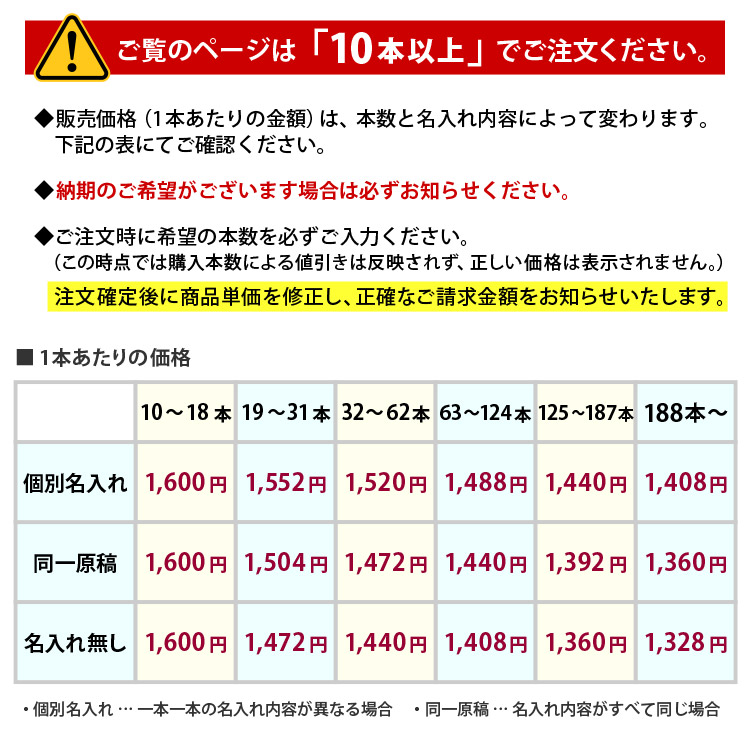 大量購入価格表