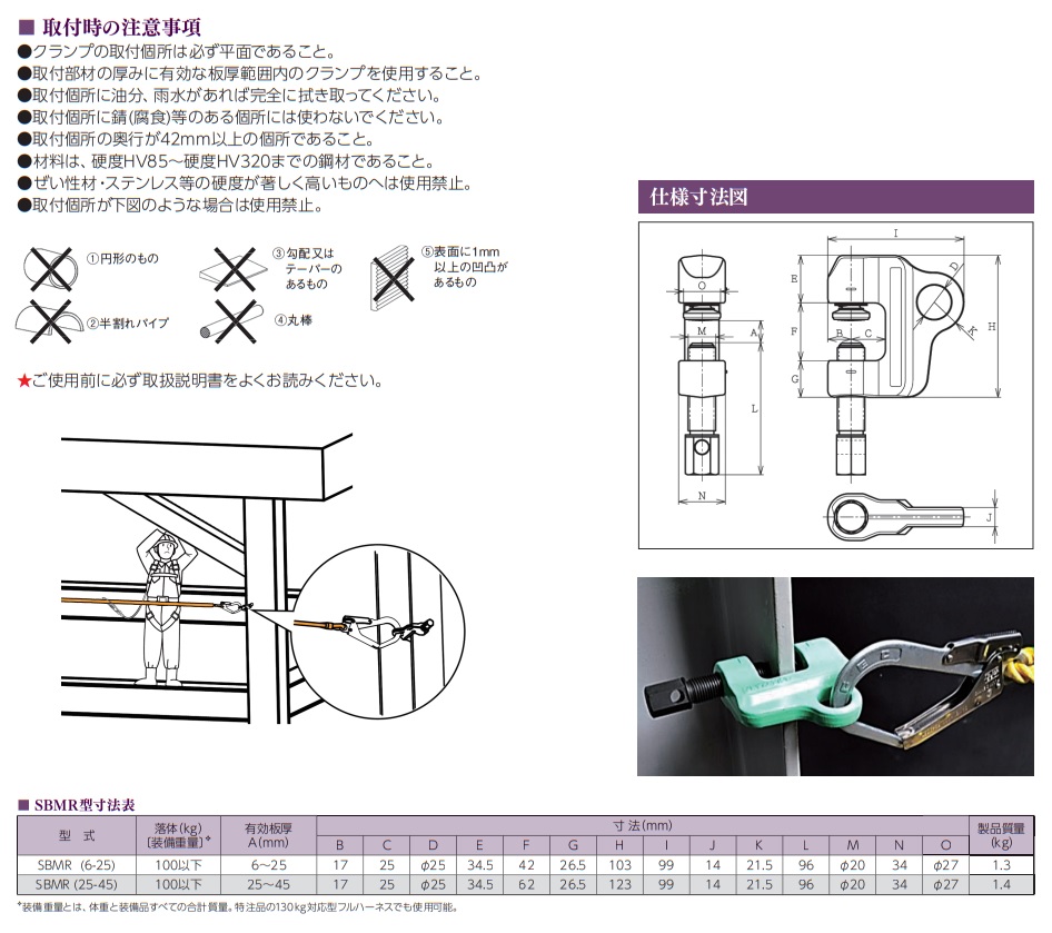 直送品】 イーグル・クランプ 水平親綱用クランプ SBMR (6〜25