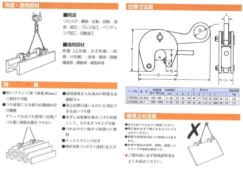 直送品】 イーグル・クランプ 縦つり用クランプ AC-1 (4〜25