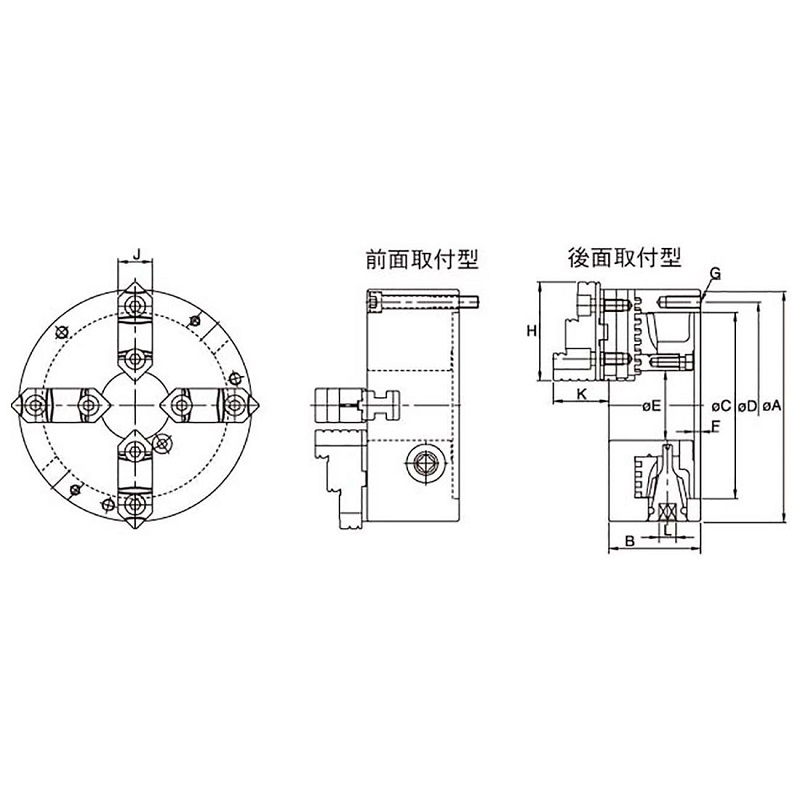 直送品】 ファーステック 4爪生硬兼用スクロールチャック FT-PSK07F