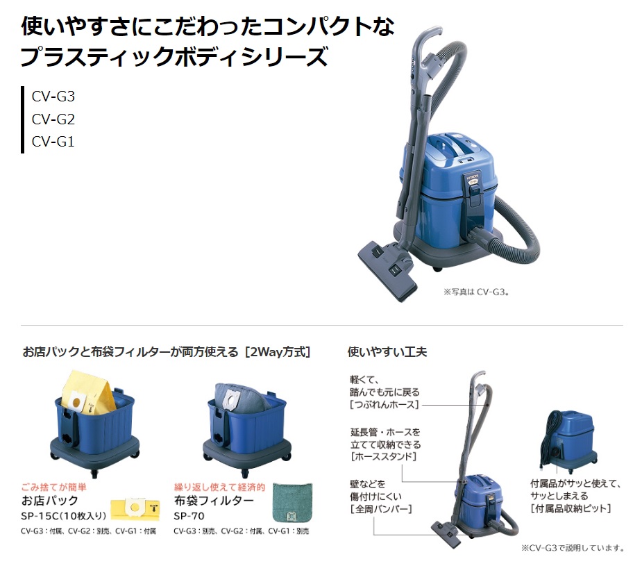 【直送品】 日立 お店用掃除機 CV-G3 (6641-6715) 《乾燥ごみ用》｜buhinyasan｜02