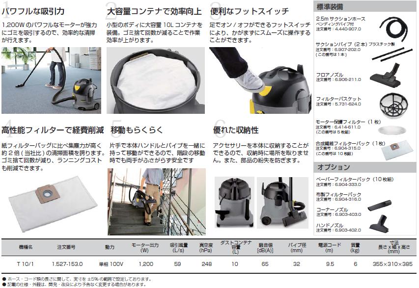 【直送品】 ケルヒャー (KARCHER) ドライクリーナー T10/1 (1.527-153.0)｜buhinyasan｜03