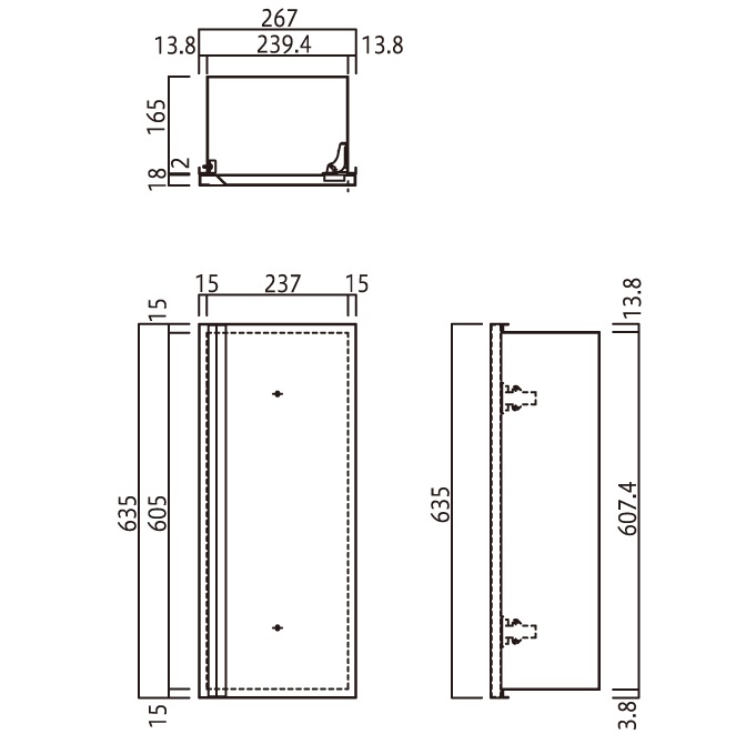 【直送品】 満点商会 消火器ボックス MHED-FC2N 全埋込型扉付の画像