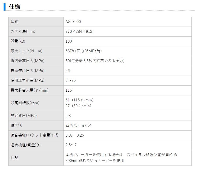 【直送品】 丸善工業 搭載型油圧オーガー AG-7000 【大型】｜buhinyasan｜02