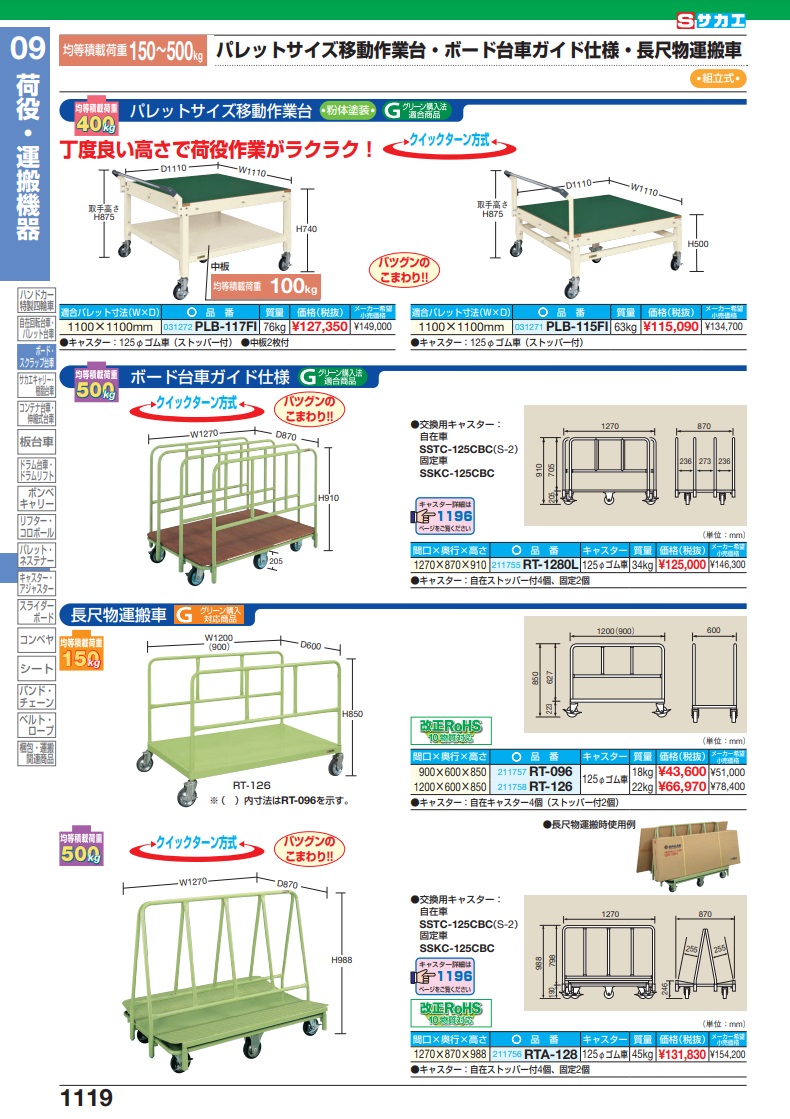 直送品】 サカエ 長尺物運搬車 RT-096 (211757) 【大型】 : saka-rt