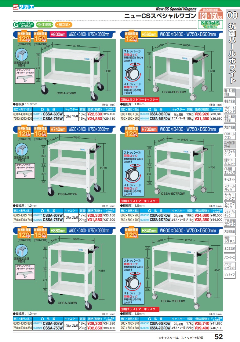 直送品】 サカエ ニューＣＳスペシャルワゴン CSSA-757W (028123