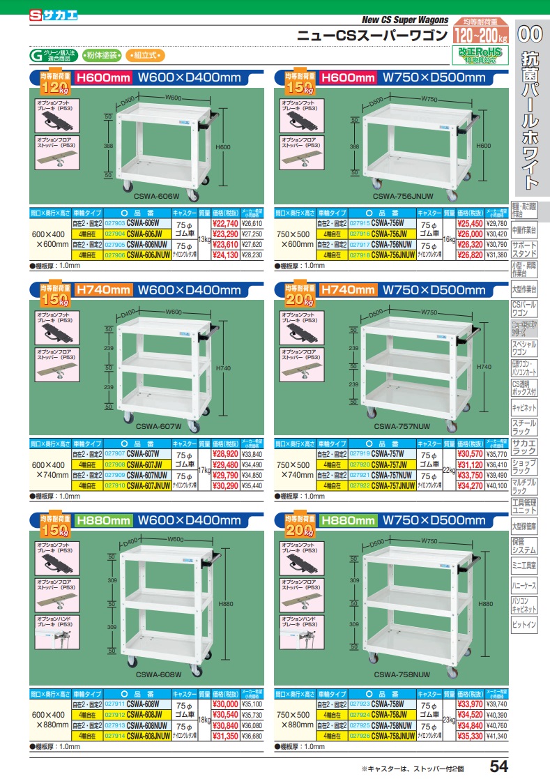 SAKAE/サカエ 【代引不可】ニューCSスーパーワゴン CSWA-758W-