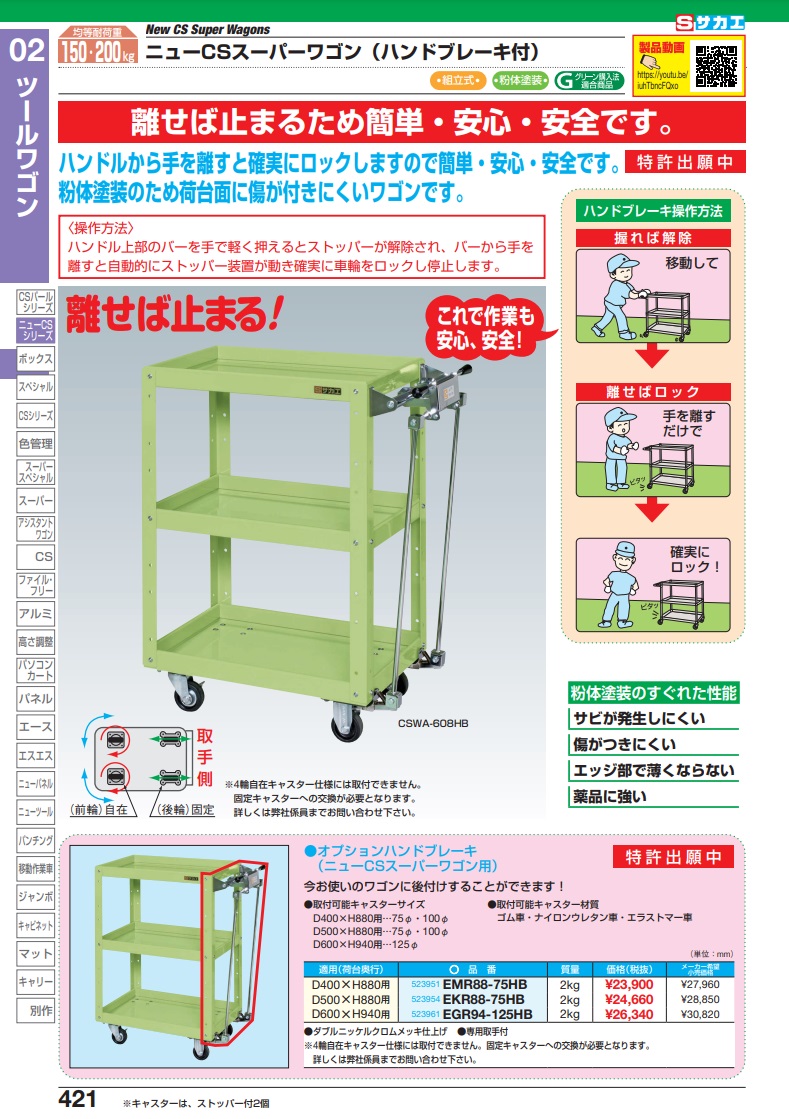 直送品】 サカエ オプションハンドブレーキ（ニューＣＳスーパーワゴン