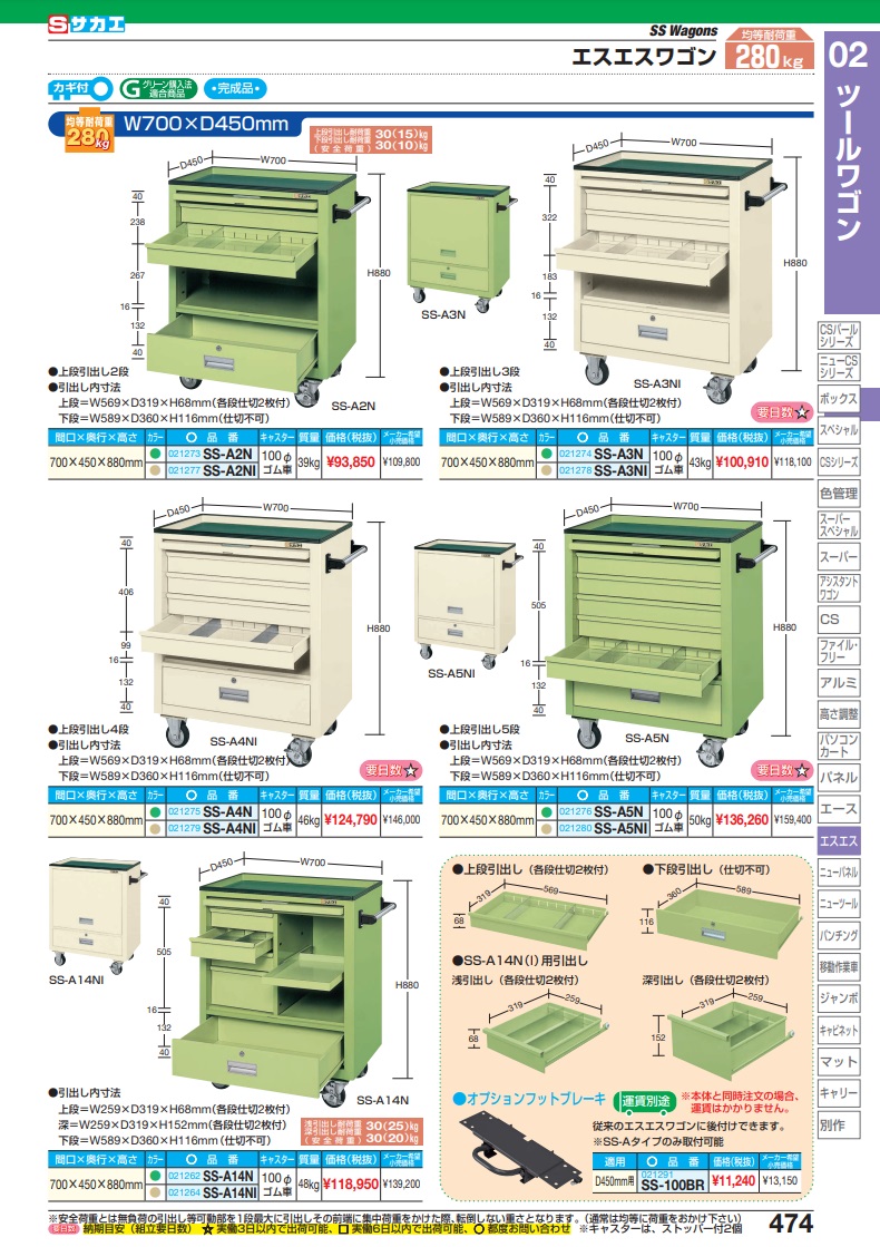 直送品】 サカエ エスエスワゴン SS-A4NI (021279) 【大型】 : saka-ss