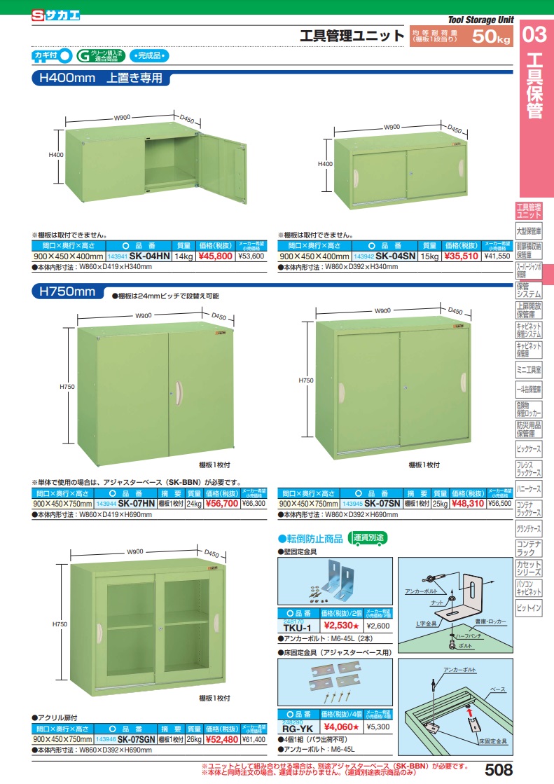 直送品)サカエ SAKAE 工具管理ユニット SK-07HN-