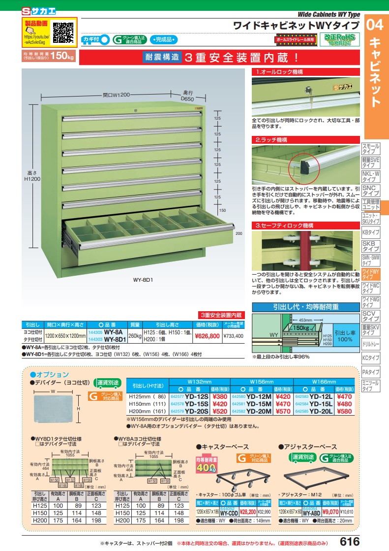 サカエ WY-8A ワイドキャビネットＷＹタイプ ＷＹ−８Ａ (WY8A)-