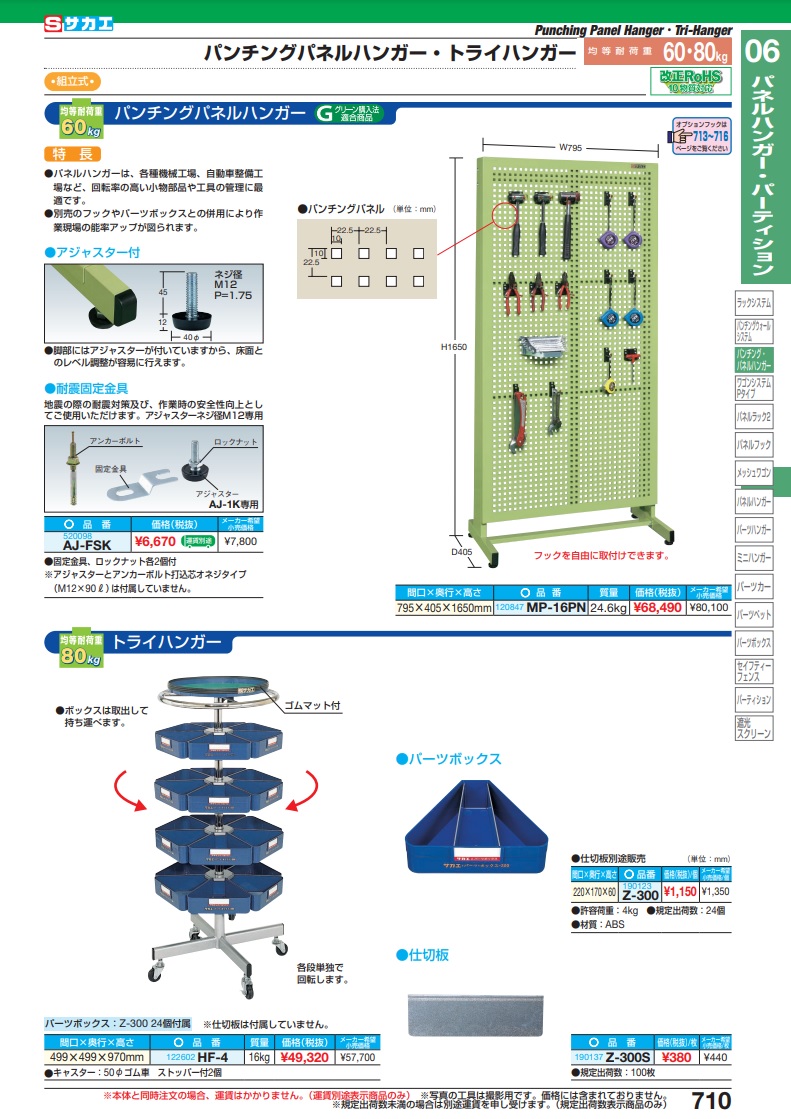 直送品】 サカエ パンチングパネルハンガー MP-16PN (120847) 【大型