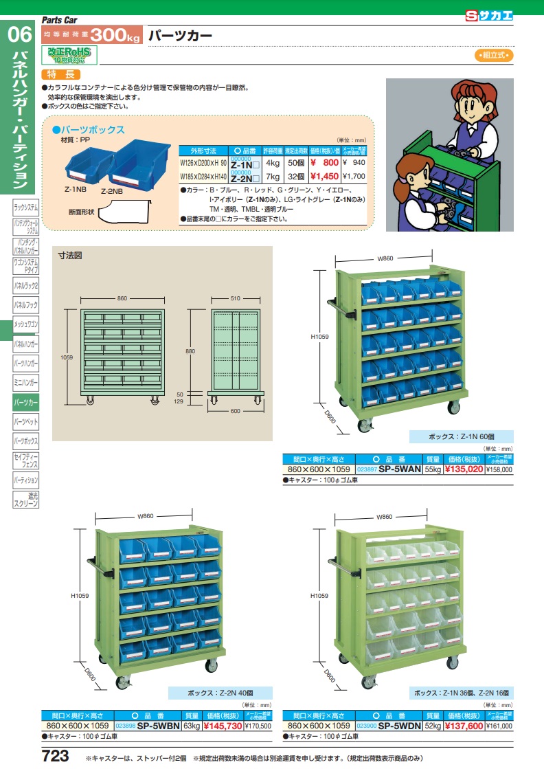 直送品】 サカエ パーツカー SP-5WAN (023897) 【大型】 : saka-sp