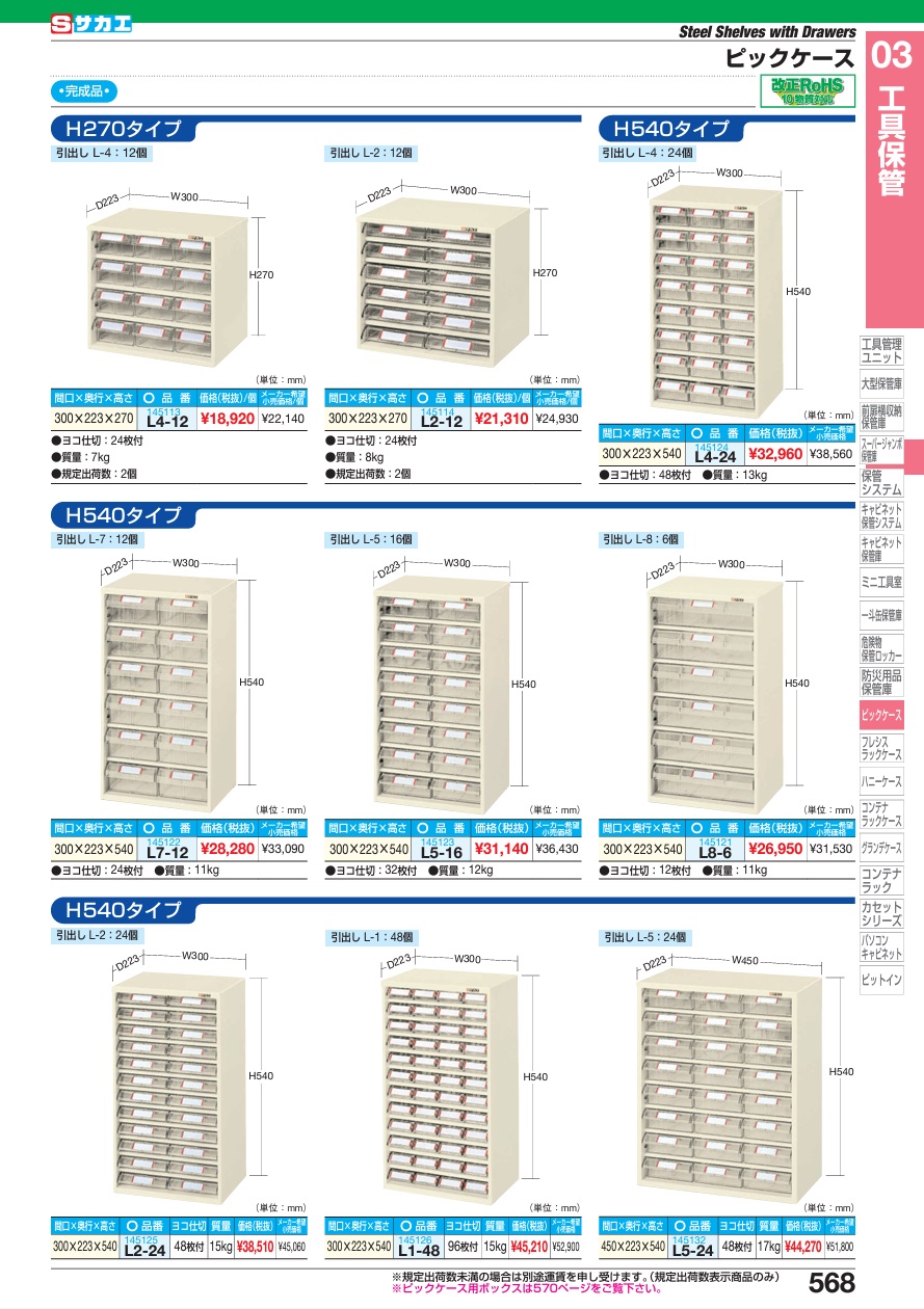 【直送品】 サカエ ピックケース L5-24 (145132)｜buhinyasan｜02