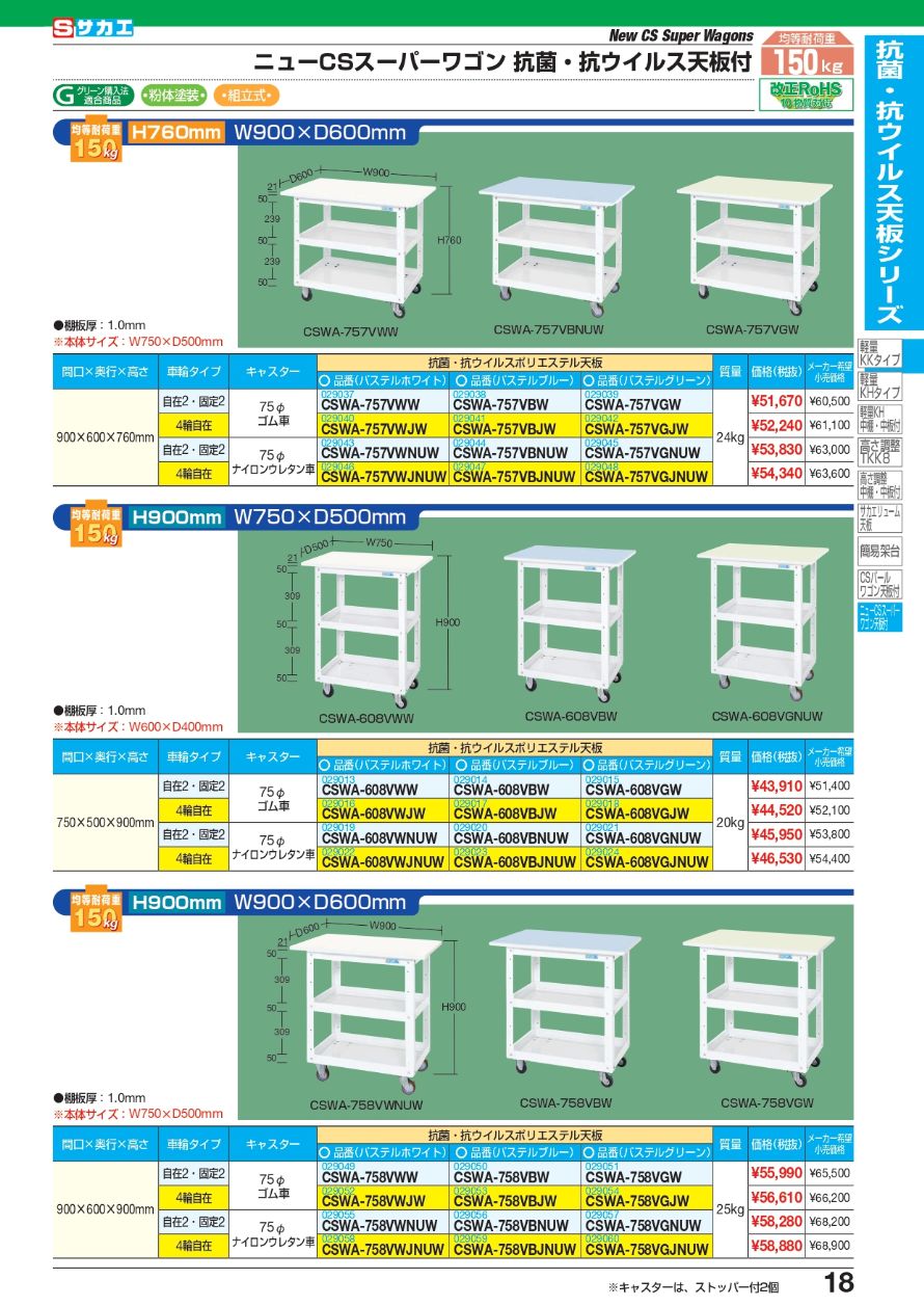 直送品】 サカエ 軽量作業台(抗菌・抗ウイルス天板・中棚中板付) KH-59CVPBT2 (047711) 【大型】 : sakae-047711 :  部品屋さんYahoo!店 - 通販 - Yahoo!ショッピング