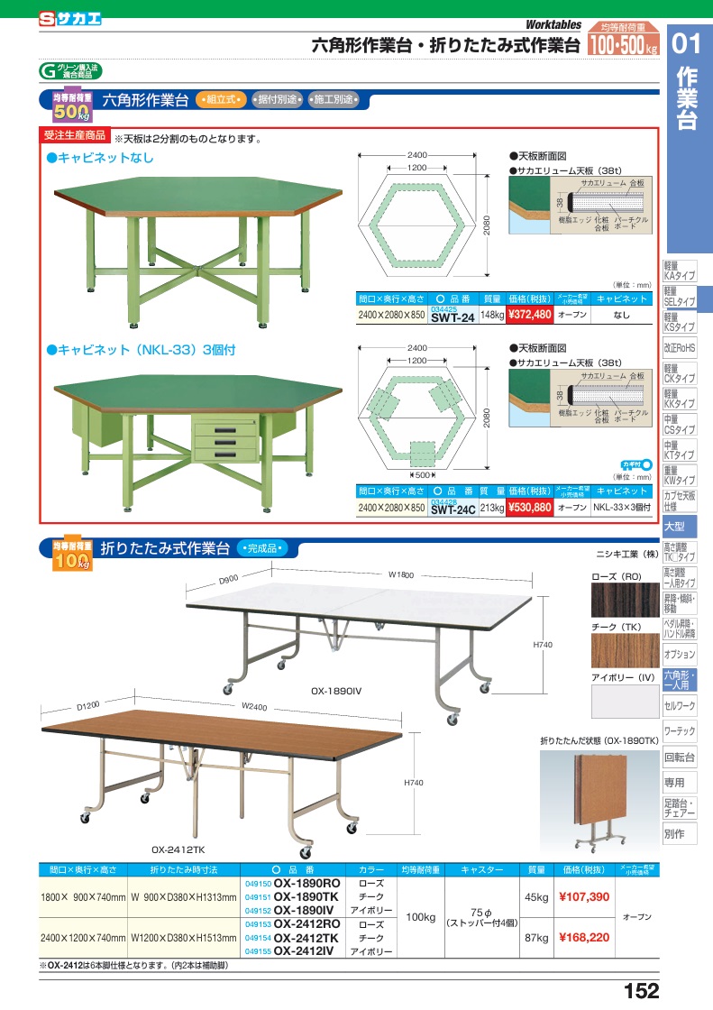 直送品】 サカエ 折りたたみ式作業台 OX-2412IV (049155) : 部品屋さん