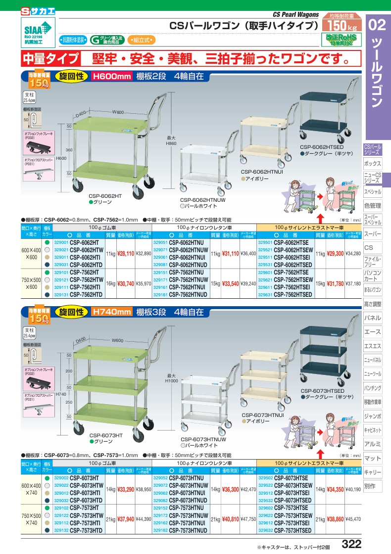 【直送品】 サカエ CSパール手押し車(中量・ご機嫌印字機引き取り手) CSP-6062HTSED (329531) 【大型】