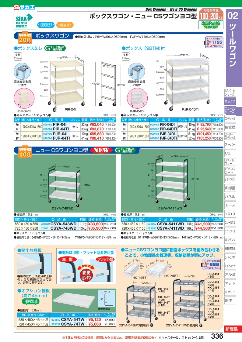 【直送品】 サカエ ボックスワゴン(ボックス9BTM付) PIR-04DTI (020787) 【大型】の画像