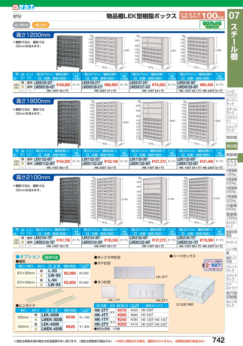 【直送品】 サカエ 物品棚LEK型樹脂ボックス LWEK8128-36T (206178) 【特大・送料別】_1