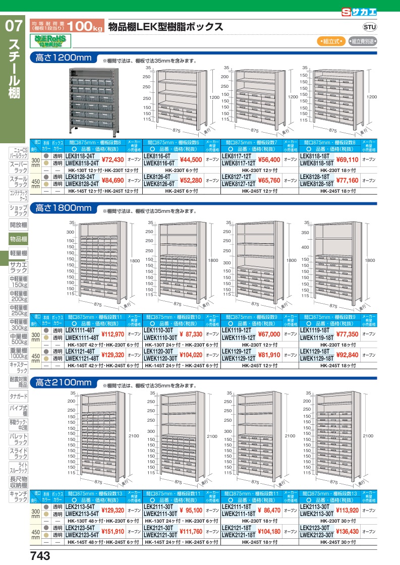 【直送品】 サカエ 物品棚LEK型樹脂ボックス LWEK1110-30T (206140) 【特大・送料別】_1