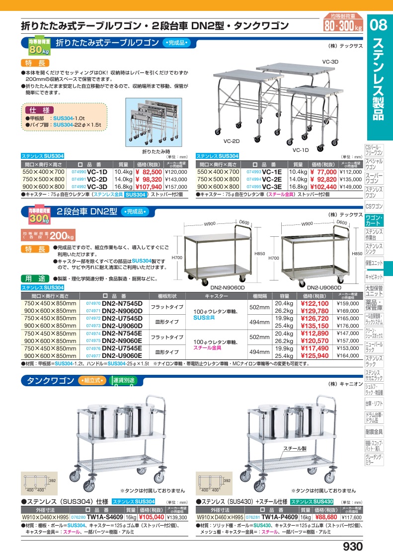 【直送品】 サカエ 2段台車 DN2型 DN2-U7545E (074976) 【特大・送料別】_1