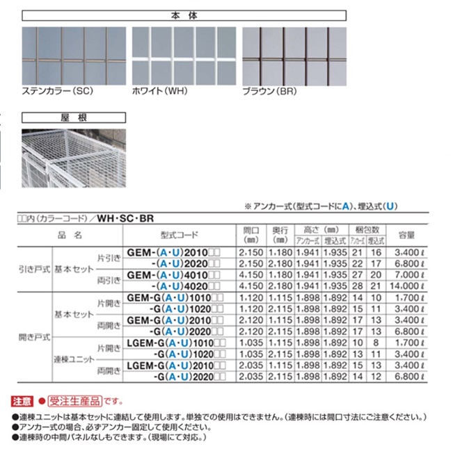 【直送品】 四国化成 ゴミストッカーEMF型(開き戸式) LGEM-GA2010BR 【受注生産品】 【大型】_2