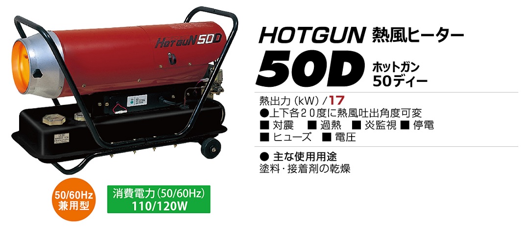 直送品】 静岡製機 ホットガン 50D (HG50D) 《熱風式ヒーター》 【大型