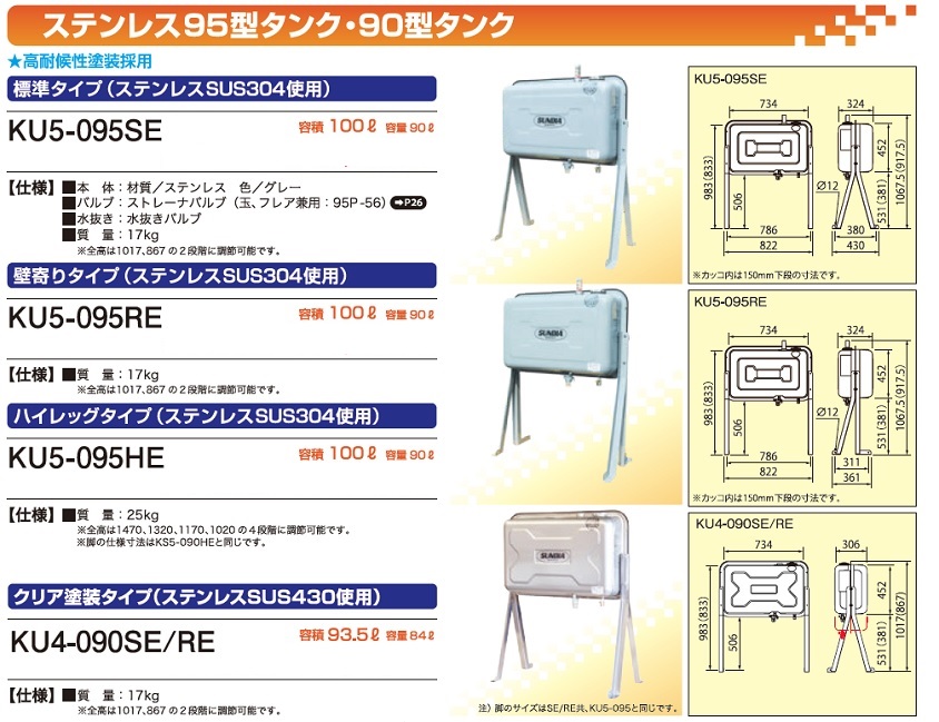 直送品】 サンダイヤ オイルタンク ステンレス95型タンク 標準タイプ