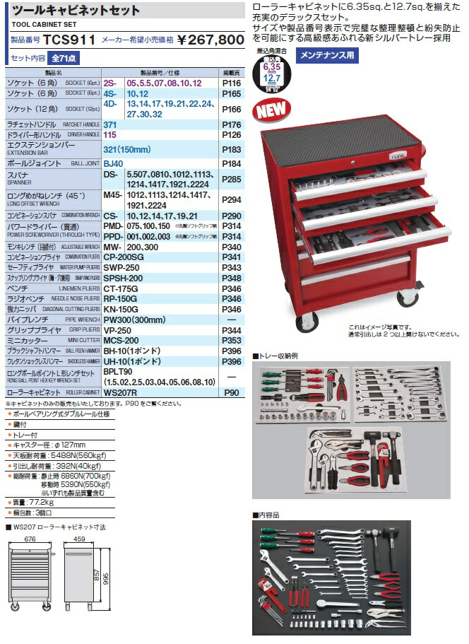 直送品】 TONE (トネ) ツールキャビネットセット TCS911 (レッド