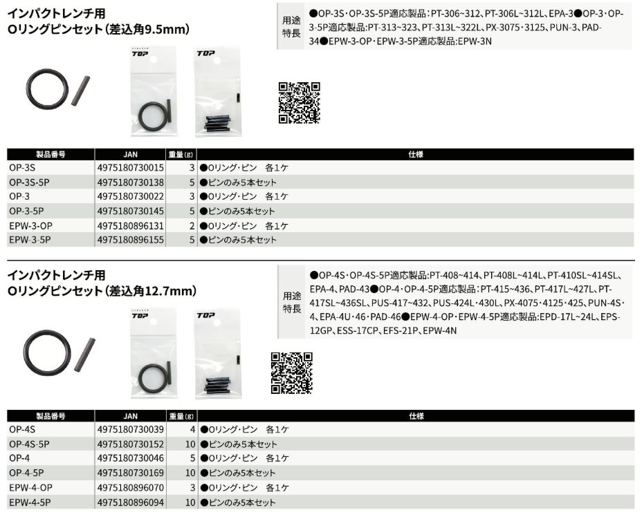 トップ工業 (TOP) インパクト用ピン(5本入) OP-4-5P : 部品屋さんYahoo