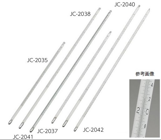 アズワン 精密棒状水銀温度計 0〜50℃ 300mm 校正証明書 JC-2035 (2-064-01-20) 《計測・測定・検査》