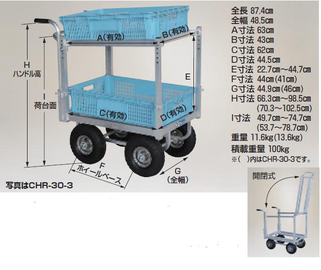 【直送品】 ハラックス 愛菜号 ハウスカー2段積タイプ CHR 30 3 エアータイヤ(3.50X4A) 【大型】 :harax chr 30 3:部品屋さん