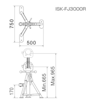 直送品】 育良精機 折りたたみ式ケーブルジャッキ ISK-FJ3000R (10216