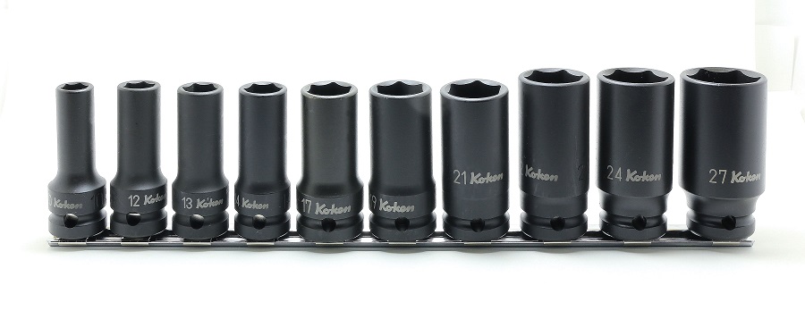 コーケン 1/2"(12.7mm)SQ. インパクト6角セミディープソケット(薄肉)レールセット RS14301X/10 | 