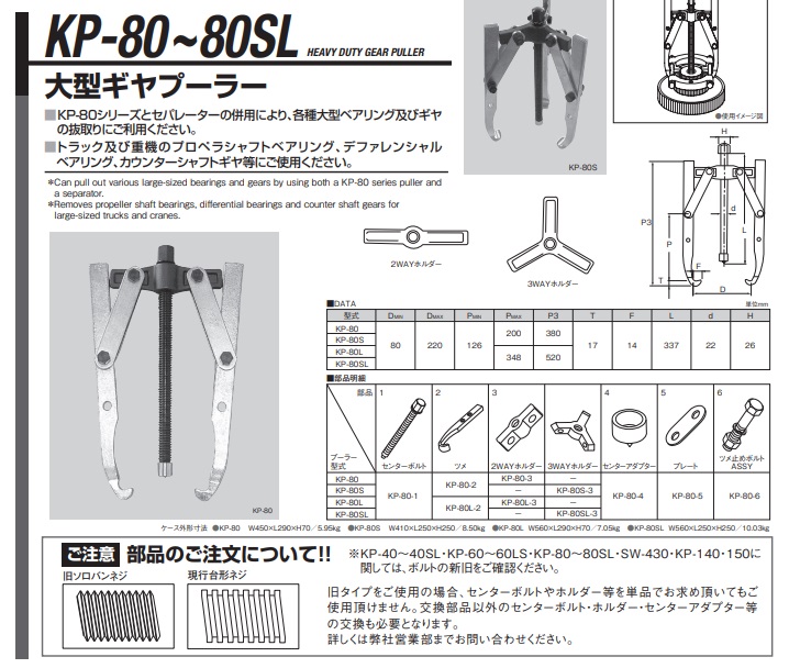 【直送品】 江東産業(KOTO) 2本爪ギヤプーラー KP-80